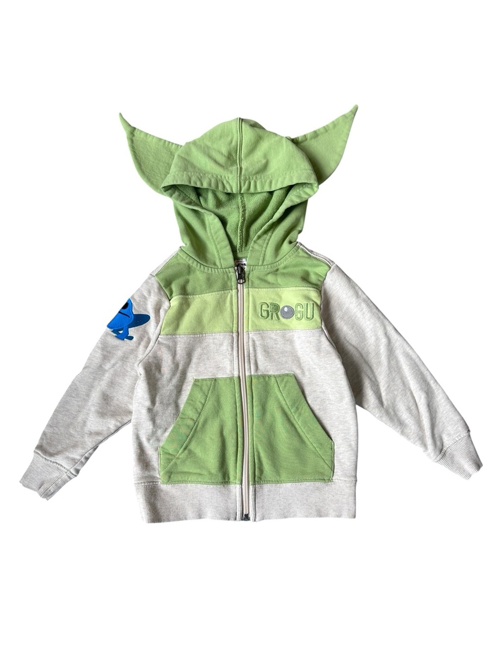 Star Wars Grogu Baby Yoda Hoodie Jacket Kids Size 4 Green Ears Zip Up